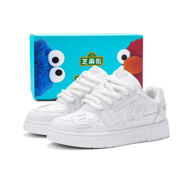 SESAME STREET Skateboard Shoes Unisex Low Top Avocado Green/Black & White/Jet Black/Pearl White-7