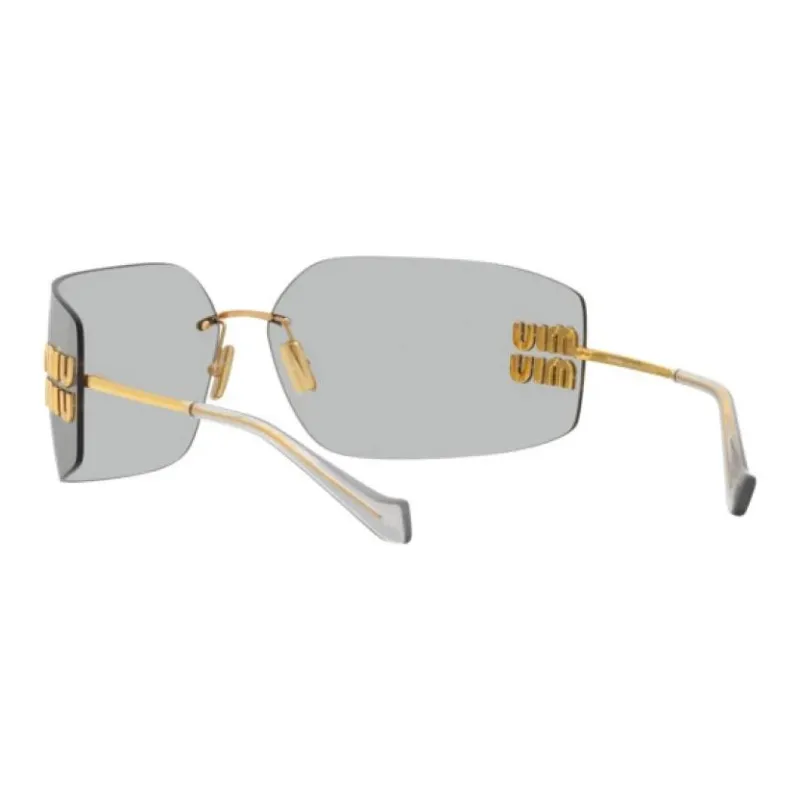 MIU MIU Metal Irregular Shape Sunglasses Women's Gold-4