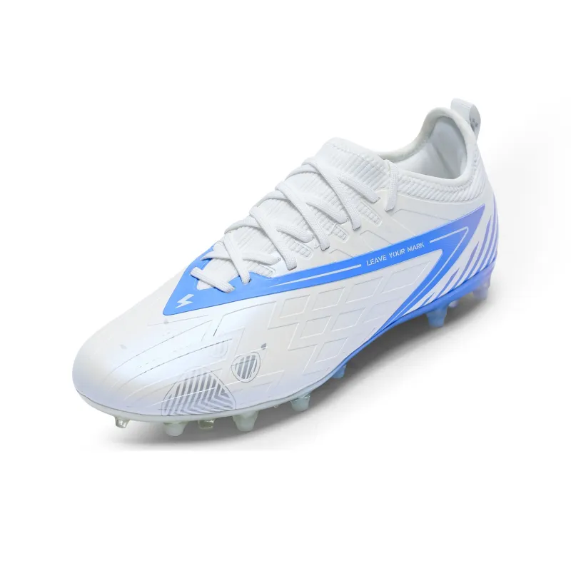 KELME Glimpse MG Rubber Short Studs Cushioning Coverage Support Soccer Shoes Unisex White Blue-2