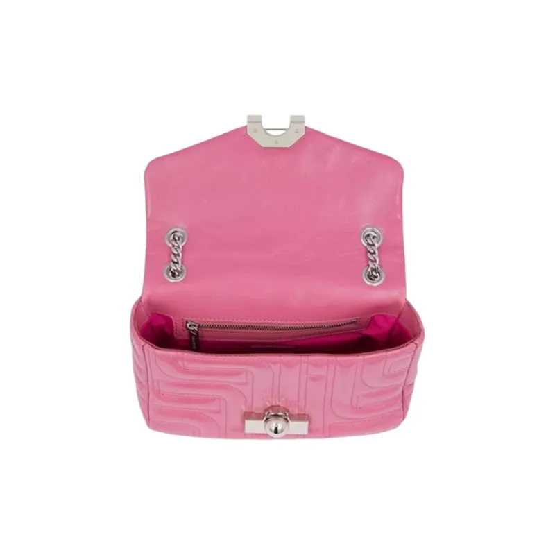 LANCEL Cow Leather Small Square Bag Crossbody Bag Shoulder Bag Medium Size Women's Cherry Pink-3