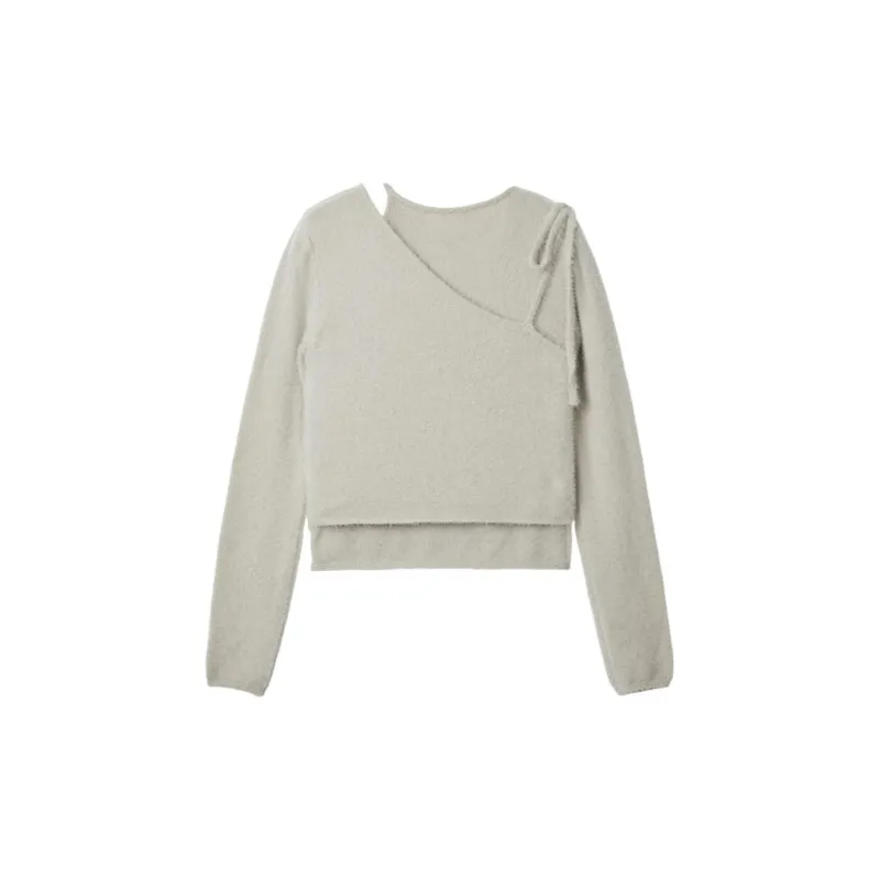 Rest&Recreation UNBALANCE LAYERED KNIT TOP Casual Suit Women's Gray/Gray-1