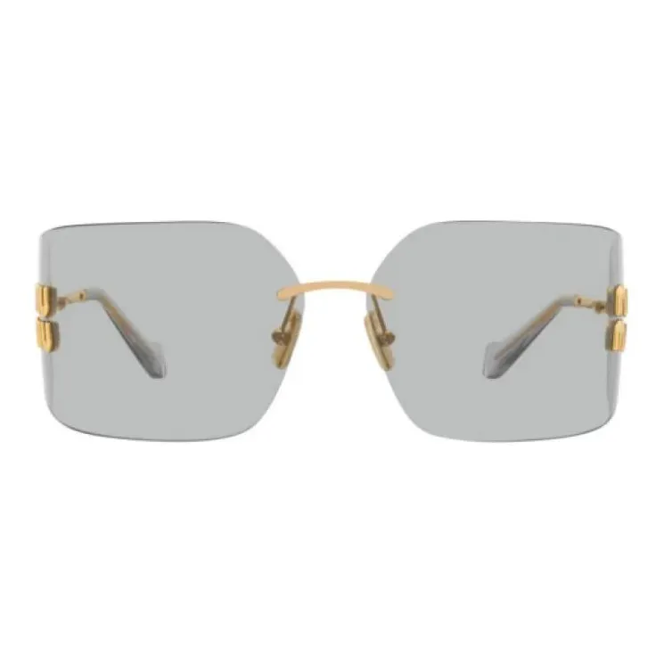 MIU MIU Metal Irregular Shape Sunglasses Women's Gold-2