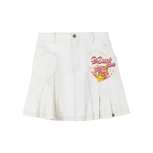 B.Duck Denim Short Skirts Women's Off White