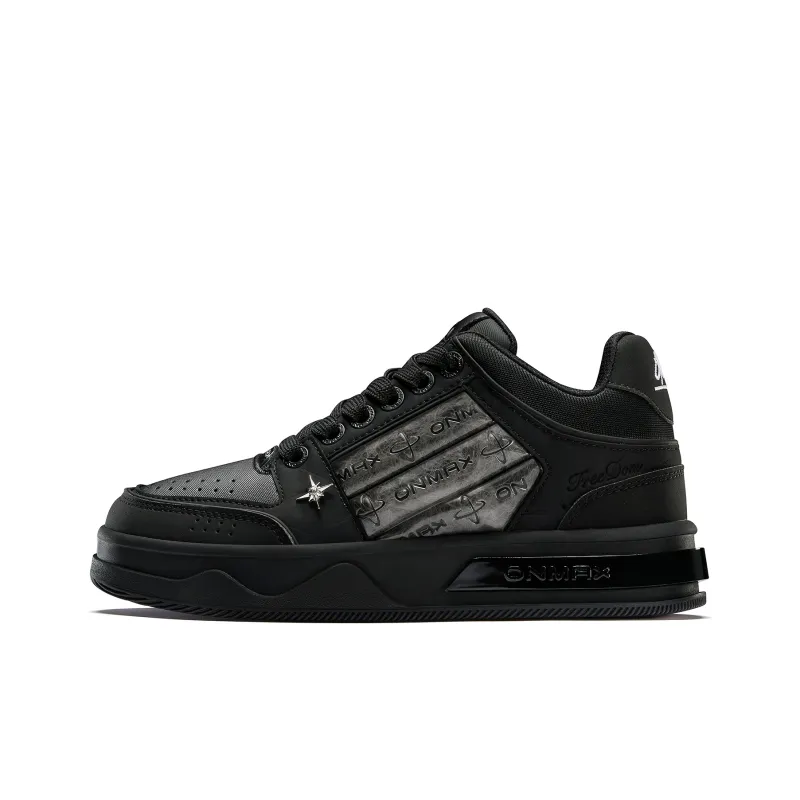ON MAX Abrasion Resistant Height Increasing Low Top Skateboard Shoes Unisex Black-0