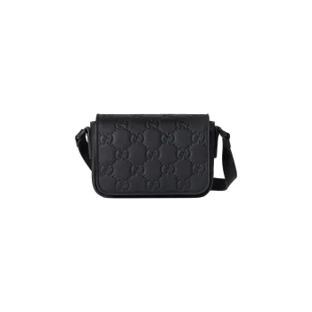 GUCCI Leather Shoulder Bag Crossbody Bag Extra Mini Men's Black