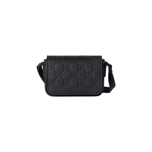 GUCCI Leather Shoulder Bag Crossbody Bag Extra Mini Men's Black