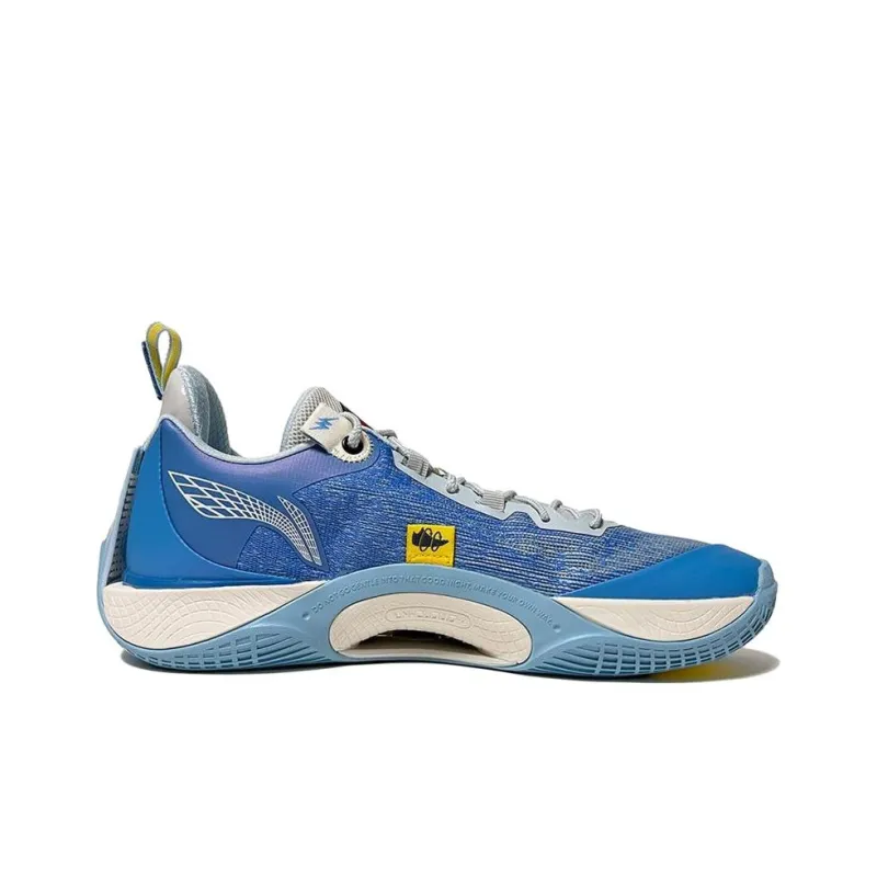 LiNing Cushioned Slip-Resistant Low-Top Basketball Shoes Men's Blue-1