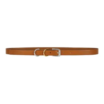 GIVENCHY Badge Logo Pin Buckle Calfskin Leather Belts Women's Brown Width: 2cm