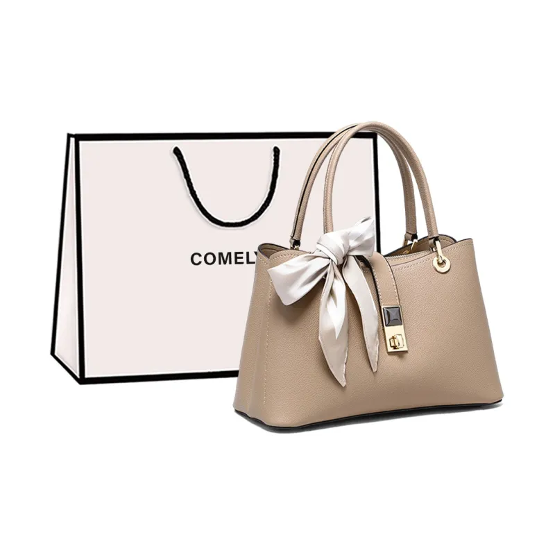 COMELY Cow Leather Patchwork Synthetic Leather Crossbody Bag Handbag Mom Bag Regular Women's Apricot-0