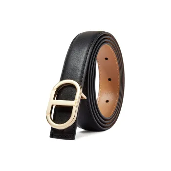 TUCANO Korean Style Decoration Suspender Skirt With Smooth Buckle Leather Belts Women's Black / Brown Width  2.4cm