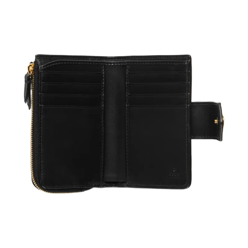 GUCCI Leather Wallet Medium Size Women's Black-3