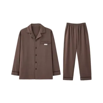 MIIOW Pajama Set Men's Coffee Plain English