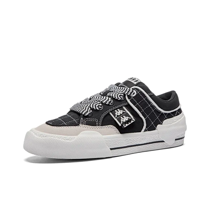 Kappa Slip Resistant Low Top Skateboard Shoes Unisex Black White-2