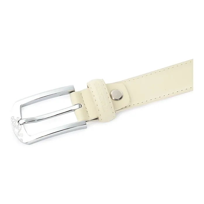 TUCANO Slim Pants With Korean Style Sweet Style Bovine Split Transfer Leather Leather Belts Women's Black/Ecru 2.4cm-6
