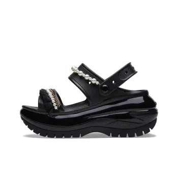 Crocs Mega Crush Pearl Ruffle Sandal 'Black' Women's
