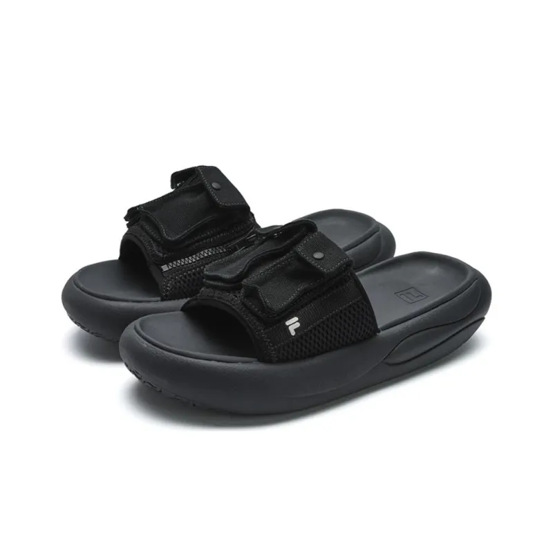 FILA FUSION ZIP UP Slip Resistant Abrasion Resistant Slide Slippers Women's Black-2