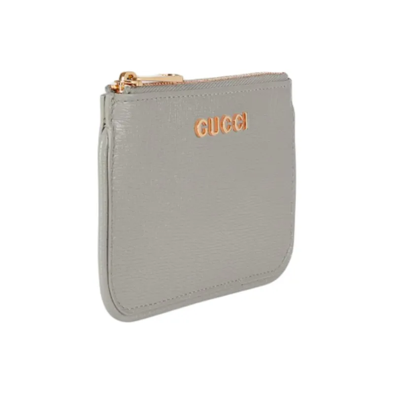 GUCCI Leather Key Pouch Unisex Light Gray-2