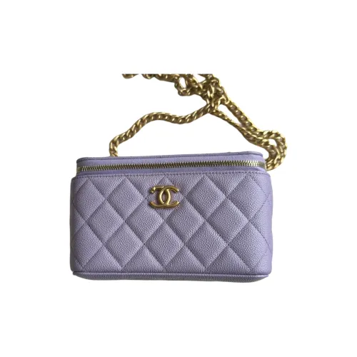 CHANEL Embossed Calfskin With Grains Shoulder Bag Crossbody Bag Unisex Light Purple