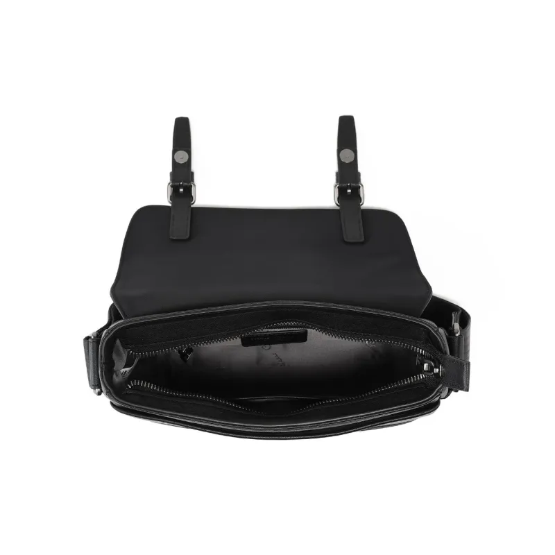 PIERRE CARDIN Top Grain Cow Leather Crossbody Bag Men's Black-4