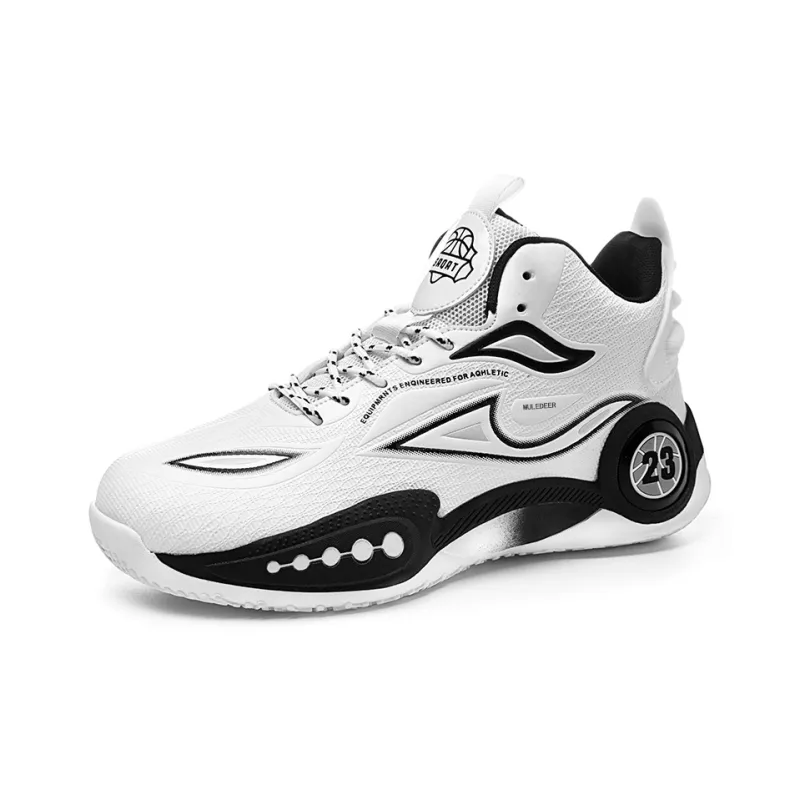 Black tailed Deer Shock Absorbers With Slip Resistant Features High Top Basketball Shoes Unisex-16