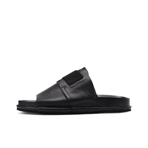 Voguhomme Rubber Sole Slip Resistant Slide Slippers Men's Black