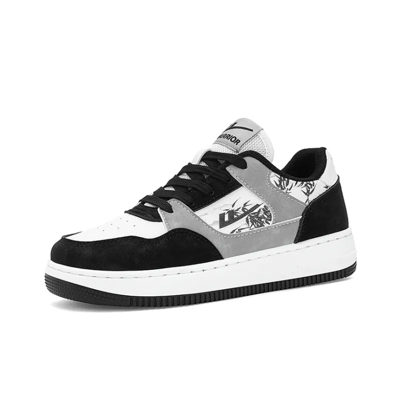 Warrior Air Force 1 National Style Ink Wash Bamboo Low-Top Skateboard Shoes Unisex Black White-1