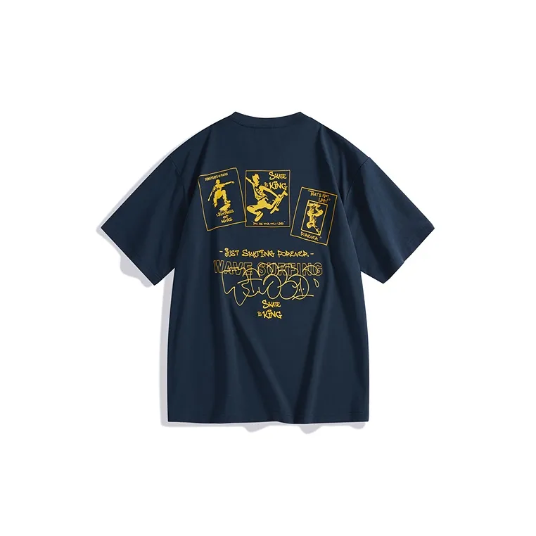 PEACEBIRD MEN T-Shirts Men Dark Blue 1 Loose Fit-1