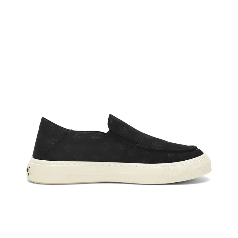 SEPTWOLVES Breathable Lightweight Height Increasing Low-Top Canvas Shoes Men's Black-3
