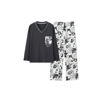 MIIOW Pajama Set Women's Black Leaf