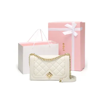 GOLF Cow Leather Shoulder Bag Crossbody Bag Regular Women's Elegant Black/Coconut Milk White