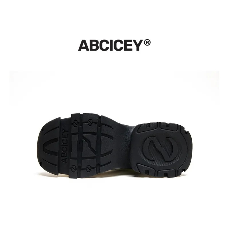 ABCICEY Chunky Sneakers Unisex Low Top Black/White-5