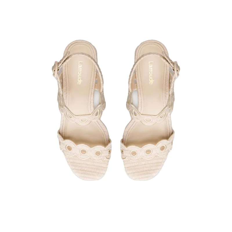Larroude Florence Strap Sandals 4.5cm Women's Beige-3