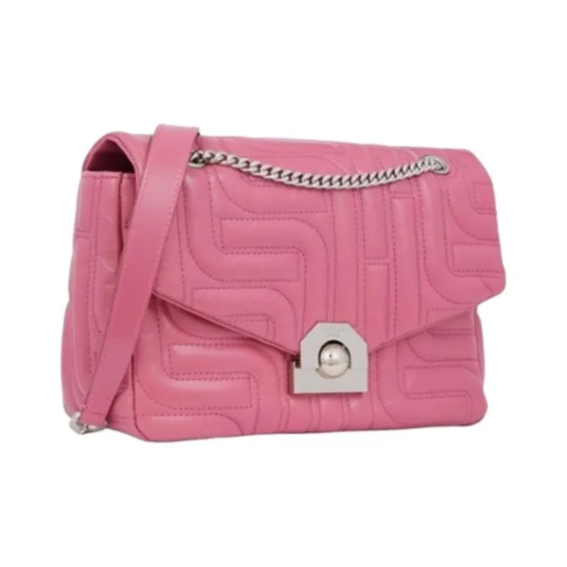 LANCEL Cow Leather Small Square Bag Crossbody Bag Shoulder Bag Medium Size Women's Cherry Pink-1