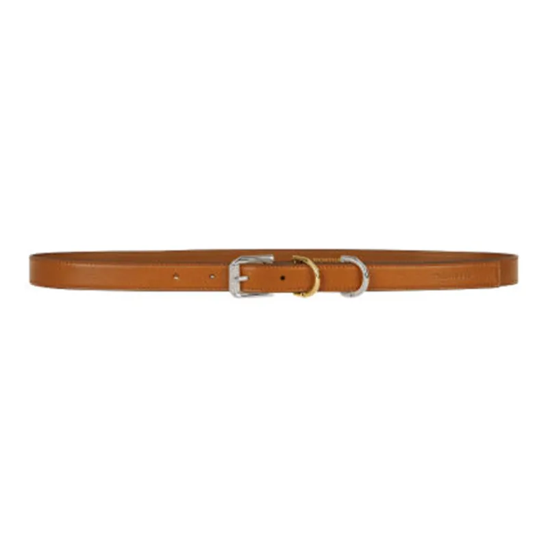 GIVENCHY Badge Logo Pin Buckle Calfskin Leather Belts Women's Brown Width: 2cm-2
