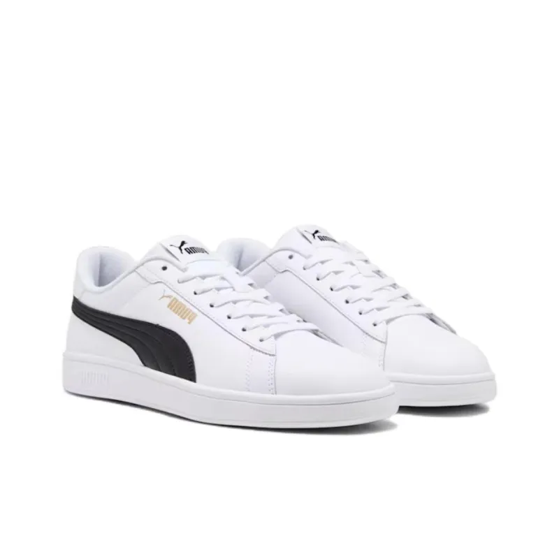 PUMA Smash 3.0 L Anti Slip Wear Resistant Low Top Skateboard Shoes Unisex White Black-3