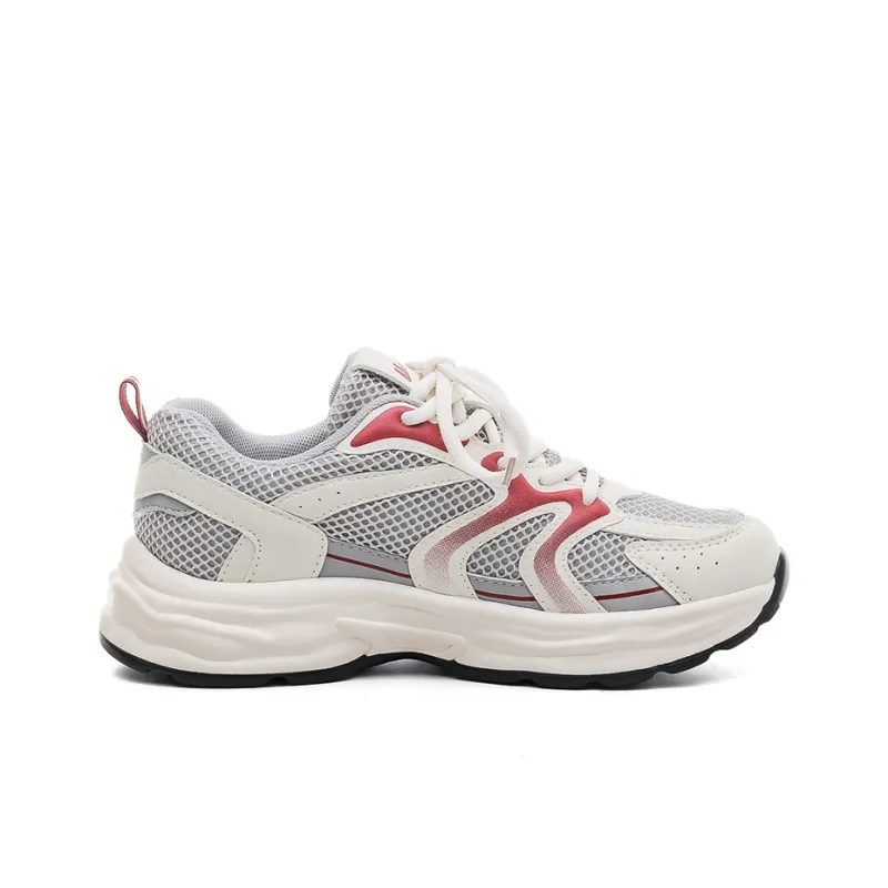 Warrior Warrior Non slip Lightweight Low Top Chunky Sneakers Women's Beige Burgundy-1