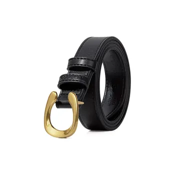 TUCANO Korean Style Vintage Inspired Smooth Buckle Cow Split Leather Leather Belts Women's Black/White/Caramel 2.4cm