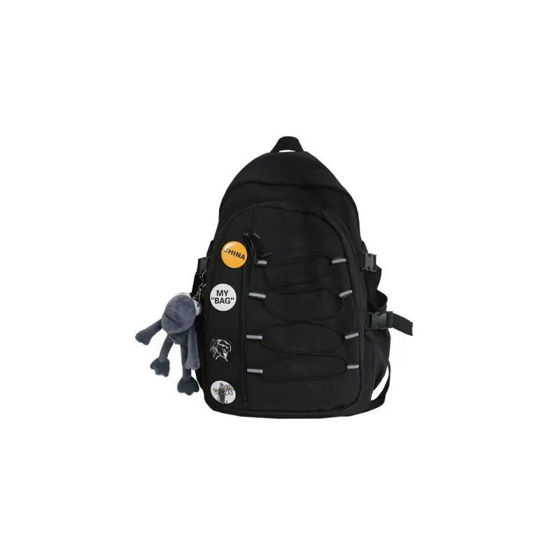 GEERDUN Nylon Backpack Unisex Yellow/Burgundy/Black/Ecru-3