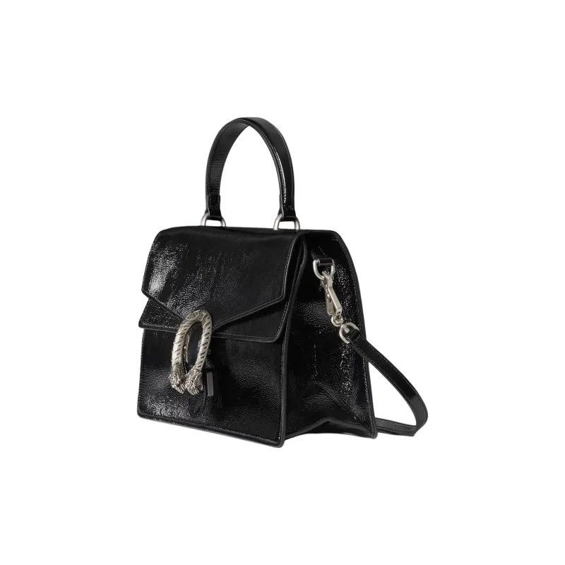 GUCCI Dionysus Patent Leather One Shoulder Handbag Medium Size Women's Black-1