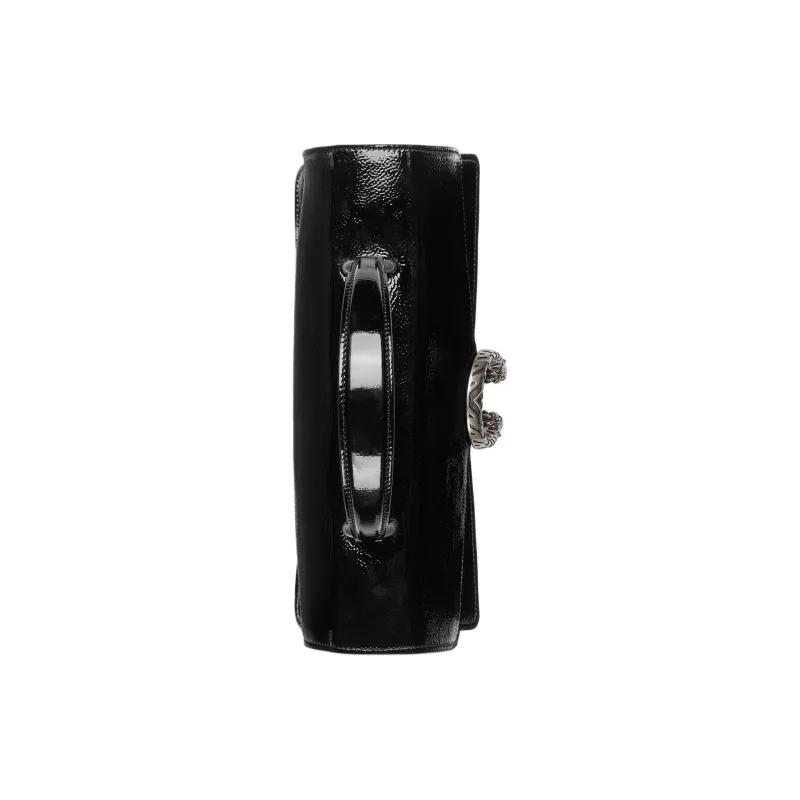 GUCCI Dionysus Patent Leather One Shoulder Handbag Medium Size Women's Black-4