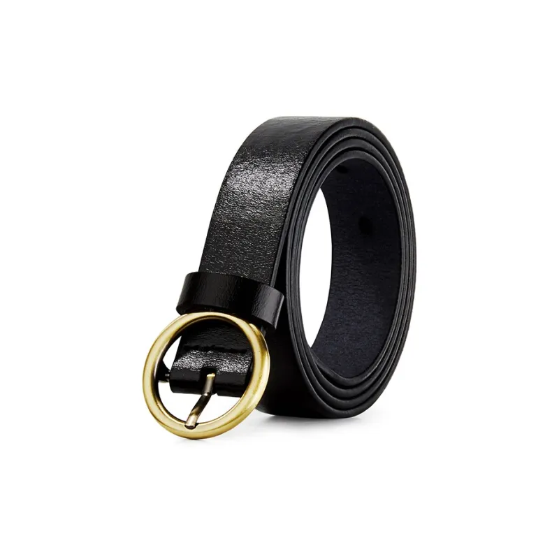 TUCANO Bovine Split Transfer Leather Belts Women's Black/White Width 2.4cm-0