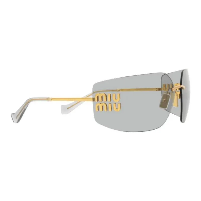 MIU MIU Metal Irregular Shape Sunglasses Women's Gold-6