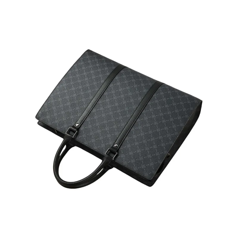 PULUWIRR PVC Large Capacity Handbag Regular Men's Black-3
