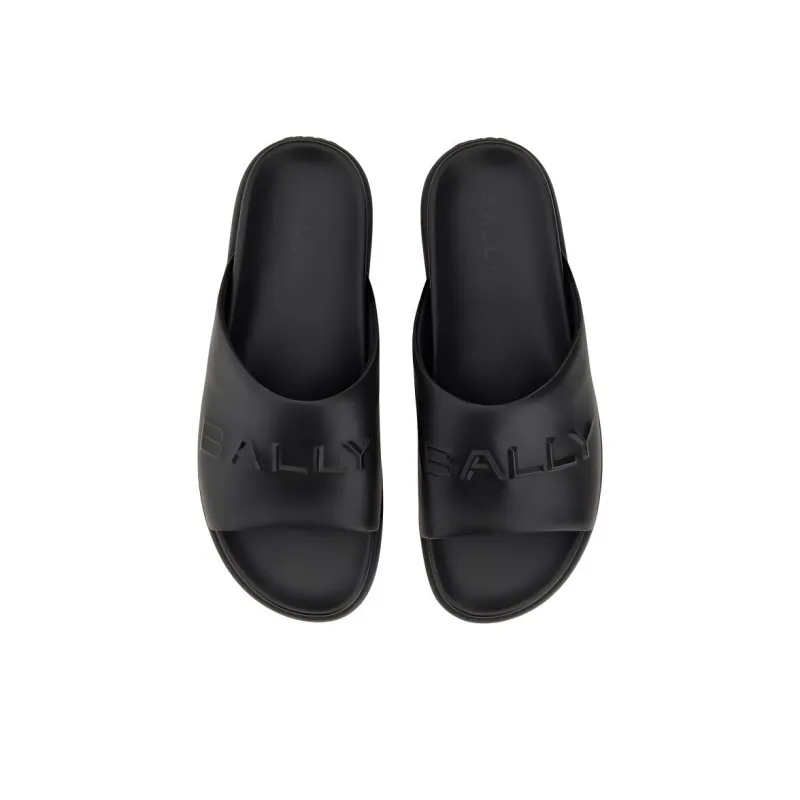 BALLY Logo-embossed Leather Slides-4