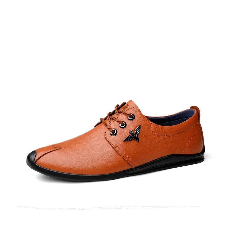 LAORENTOU Dress Shoes Men Low Top Light Brown/Dark Brown-4
