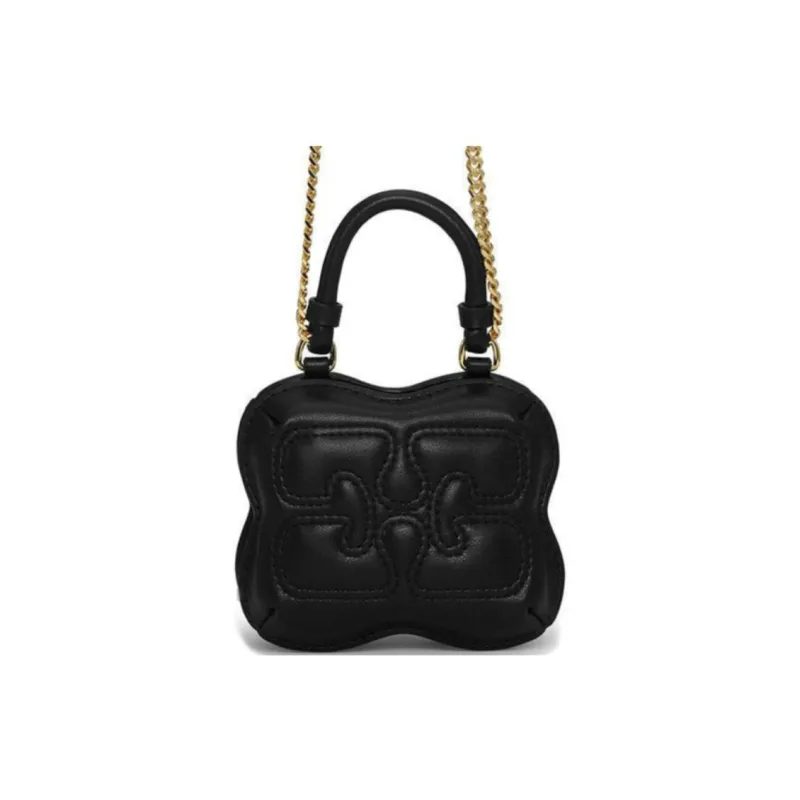 GANNI Recycled Leather Handbag Shoulder Bag Crossbody Bag Nano Women's Black-0