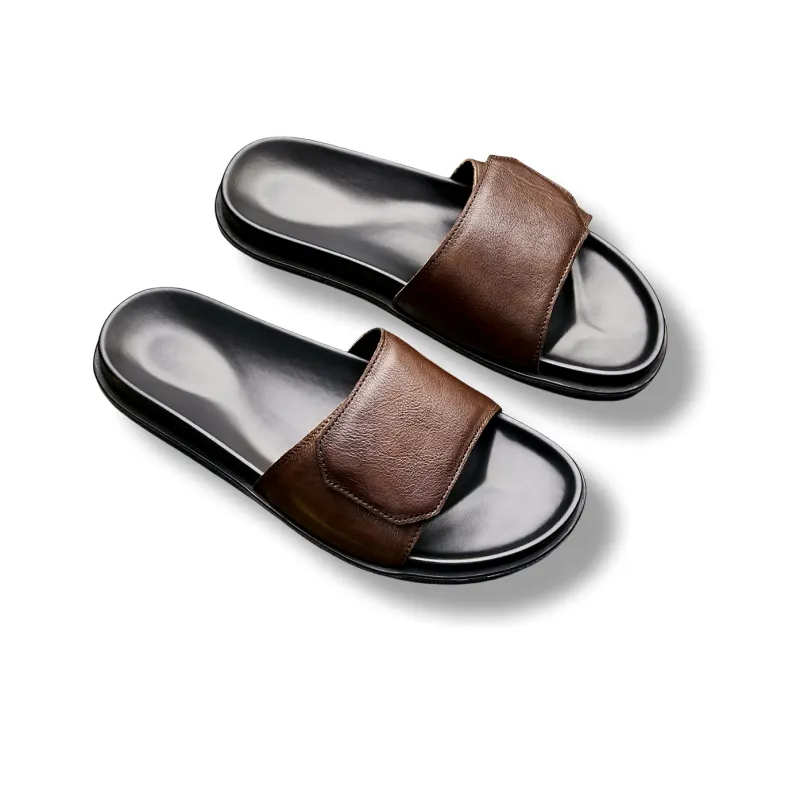 Brounvanm Slide Slippers Men's Coffee-3