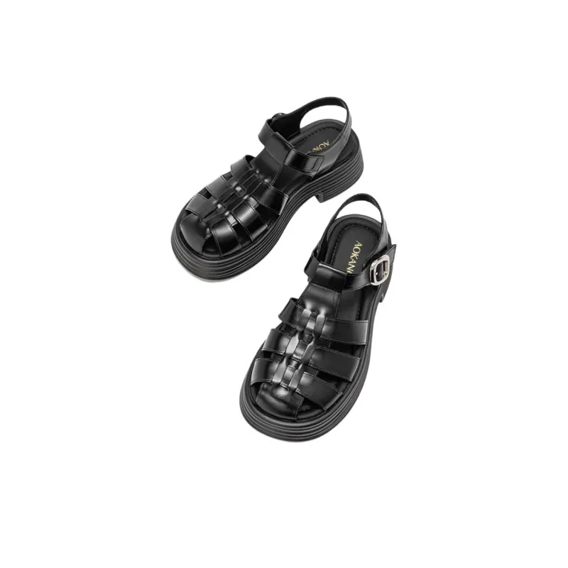 AOKANG Roman Sandals 5.2cm Women's Black-3