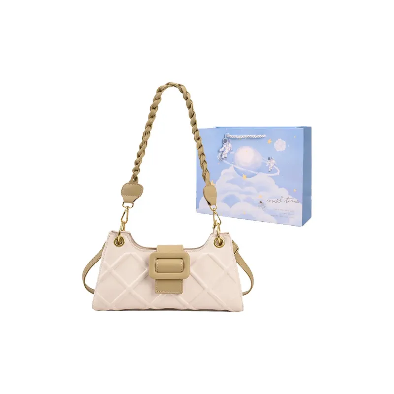 Duoluplo Doron Paul Pu Shoulder Bag Baguette Bag Shoulder Bag Regular Women's White/Khaki/Green/Black/Brown-4