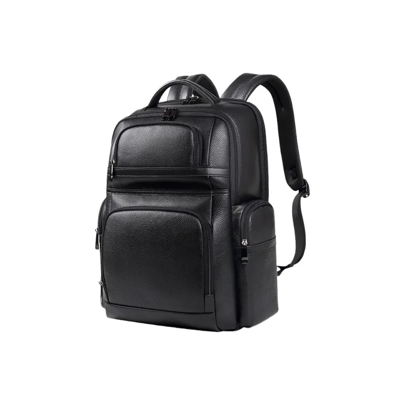 PULUWIRR Cow Leather Backpack Regular Unisex Black-1